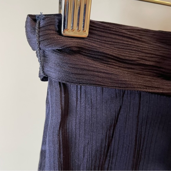 L'Agence Ocean 100% Silk Maxi Skirt High Slit Midnight Blue Small - Picture 6 of 16